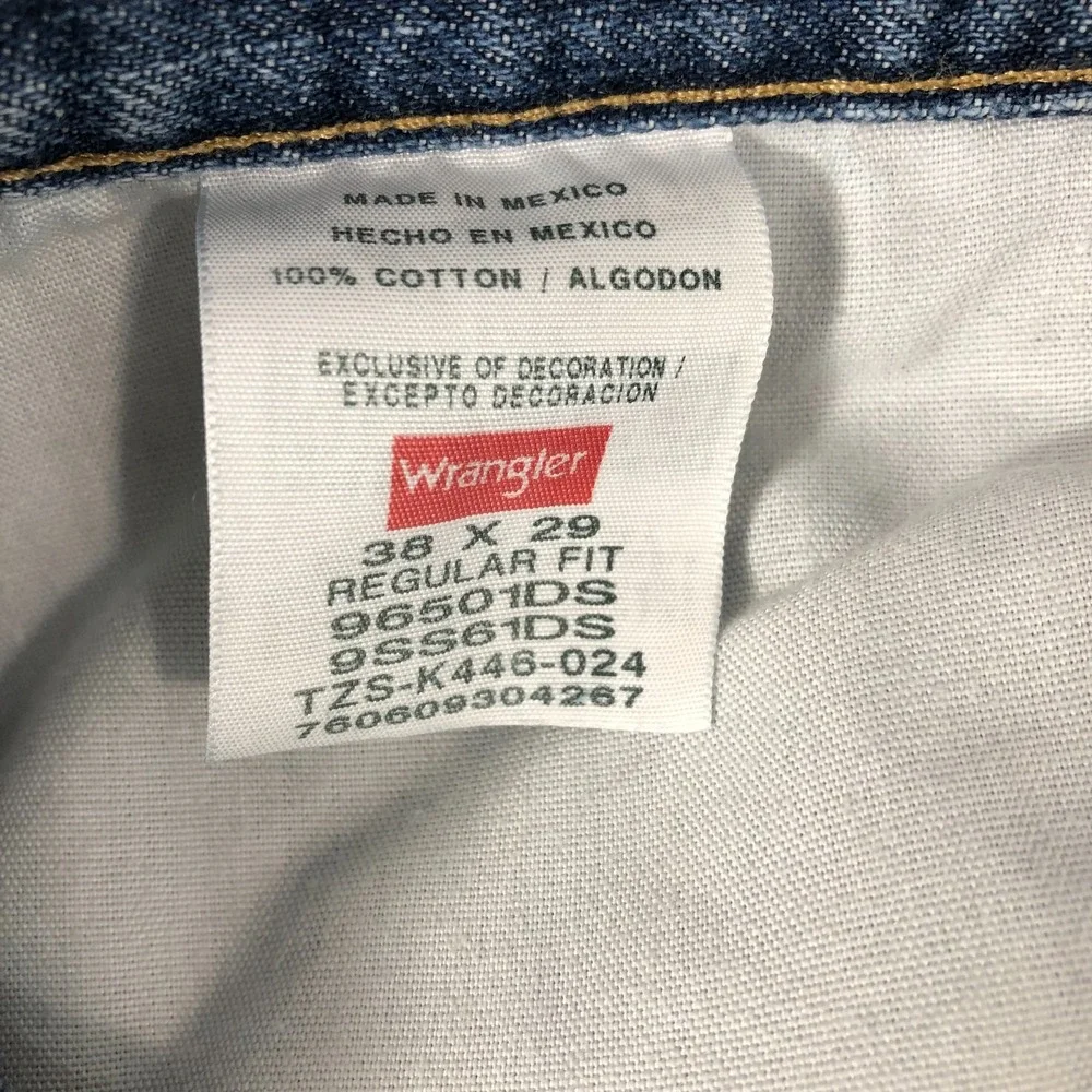 Wrangler Jeans Men's Size‎ 38x29 Denim Blue Straight Leg Regular Fit (38x28)